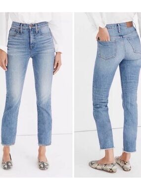 Madewell Perfect Vintage Medium Wash High-Rise Cropped Ankle Straight Leg Jeans